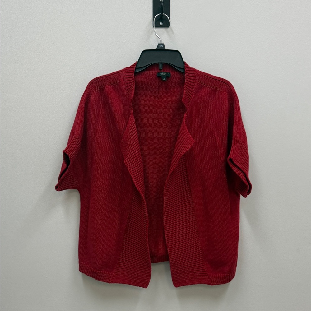 Talbots Women's Short Sleeve Red Cardigan Sweater Sz Large!
